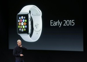 Apple CEO Tim Cook discusses the new Apple Watch during an event at Apple headquarters on Thursday, Oct. 16, 2014 in Cupertino, Calif. (AP Photo/Marcio Jose Sanchez)