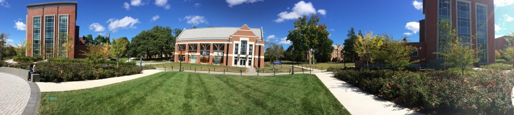 A panoramic view of The Benton from the Student Union Green (Photo: Sam MacKay)