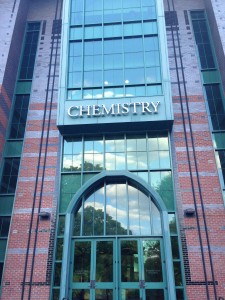 A medium shot of the UConn chemistry building