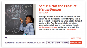 Snapshot of "it is not the product, it is the person" on The American Life. Ten-year-old entrepreneur Asia Newson, photographed by Doug Coombe.