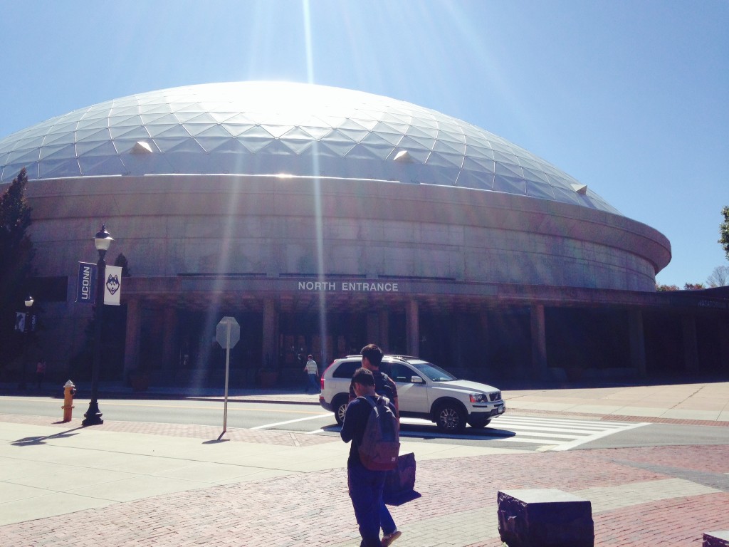 A medium shot of Gampel Pavilion on Sept. 23. (Photo by Eddie Leonard)