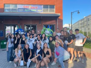 Uconn Fall semester Exchange students in Hartford Yardgoats baseball game