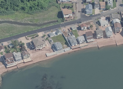 Aerial view of East Haven coastline