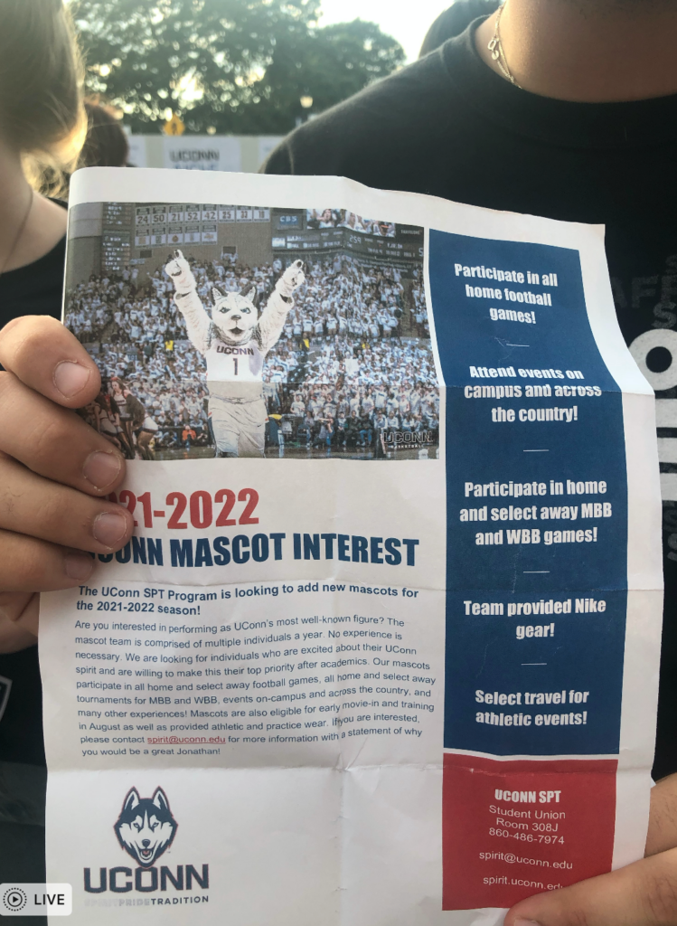 Flier for UConn mascot